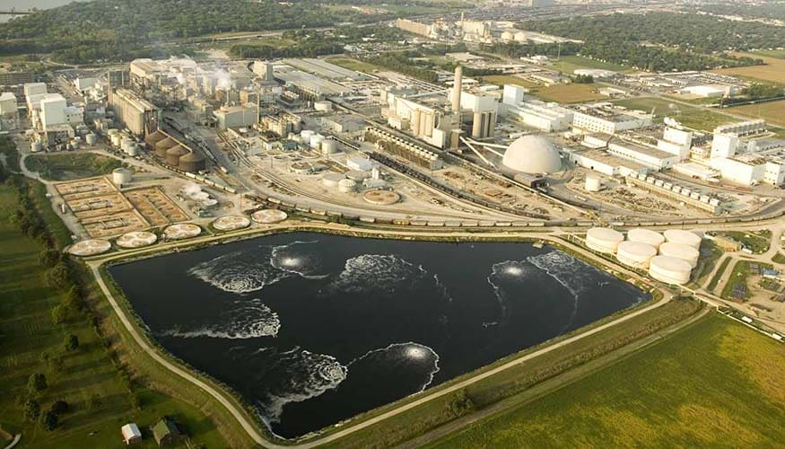 The Illinois Industrial Carbon Capture and Storage plant captures CO2 from Archer Daniel Midland’s Decatur corn processing facility and stores it almost a mile and a half underground. Credit: Archer Daniel Midland.