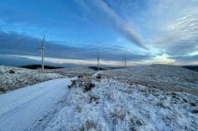 Wind turbines in snow