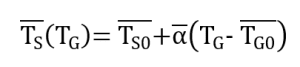 An image of equation 2, which reads: ¯("T" _"S" ) ("T" _"G" )"= " ¯("T" _"S0" ) "+" ¯("α" ) ("T" _"G" "- " ¯("T" _"G0" ))" "