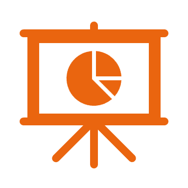 Presentation with pie chart with solid fill